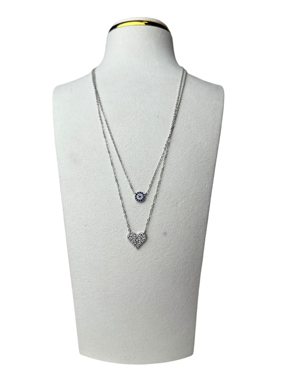 Evil Eye & Heart Layered Necklace | Dainty Protective Pendant Jewelry for Women